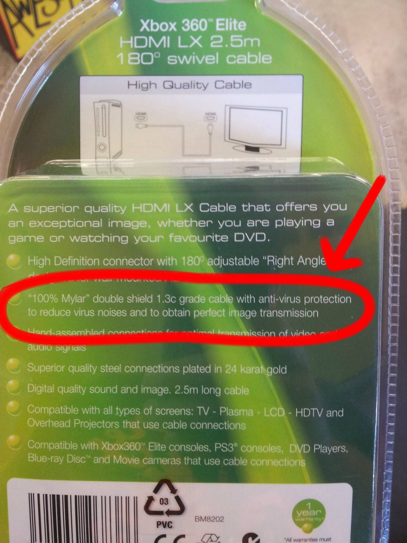 Illustration for article titled Is There Anyone Stupid Enough to Believe That This Cable Has Anti-Virus Protection?